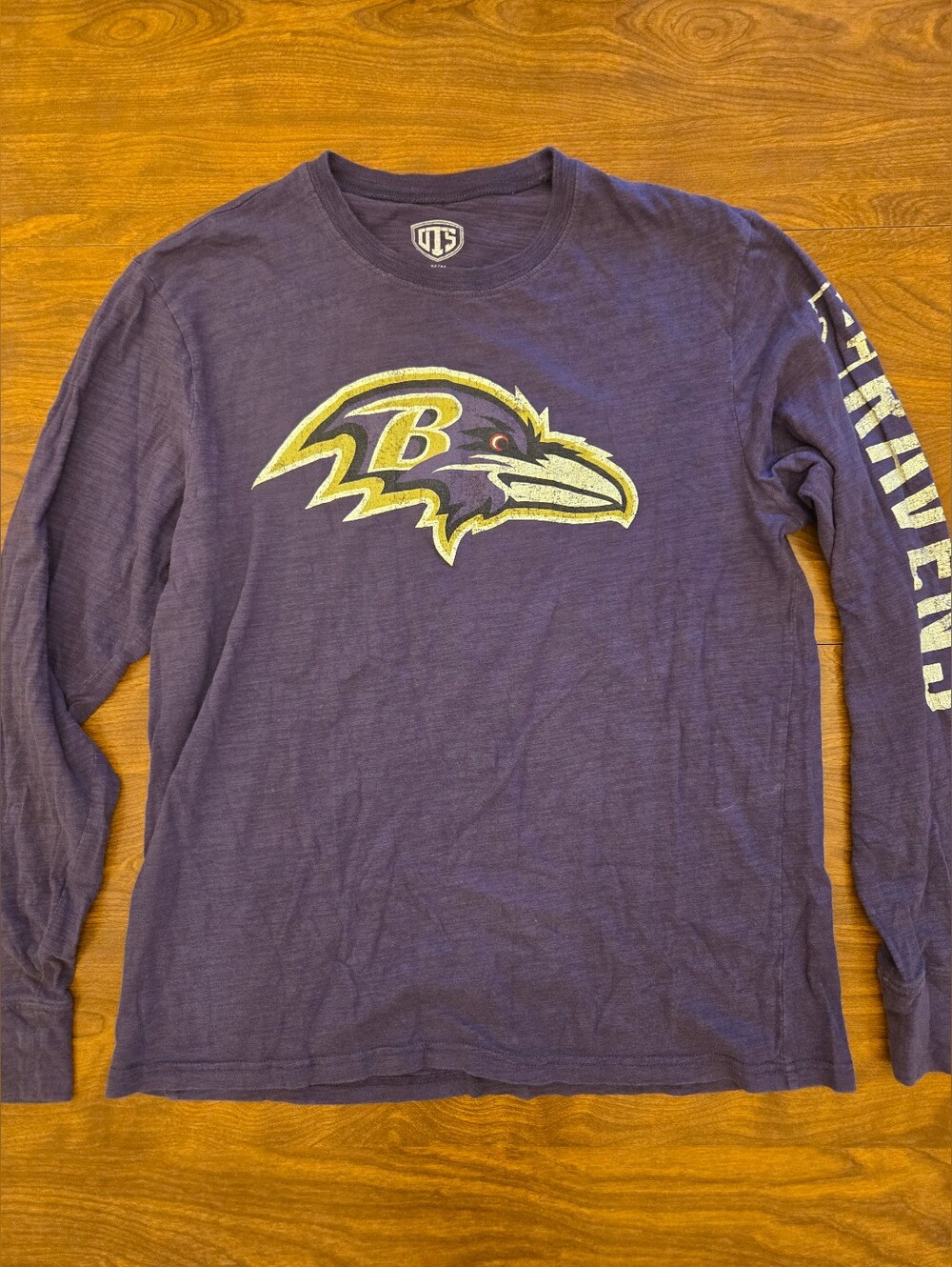 Baltimore Ravens Men's Long Sleeve T-Shirt - Purple + Distressed